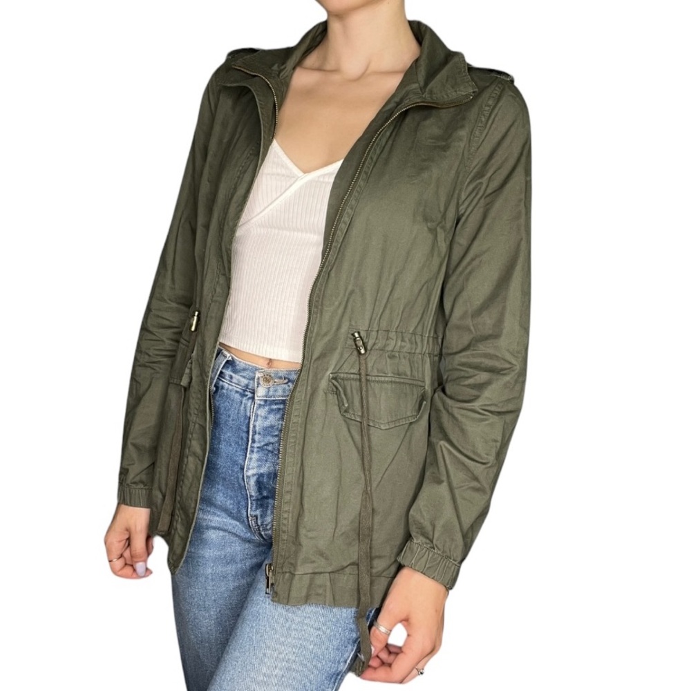 Drawstring Utility Jacket with Pockets - Picture 3 of 8